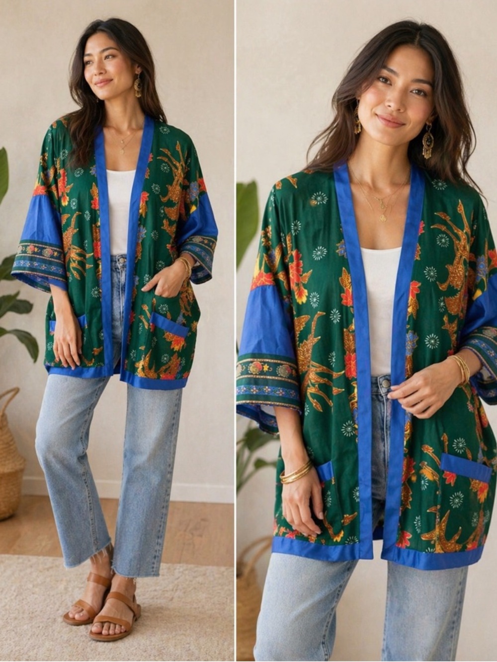 1970s 70s Vintage boho Kimono jacket S/M/L